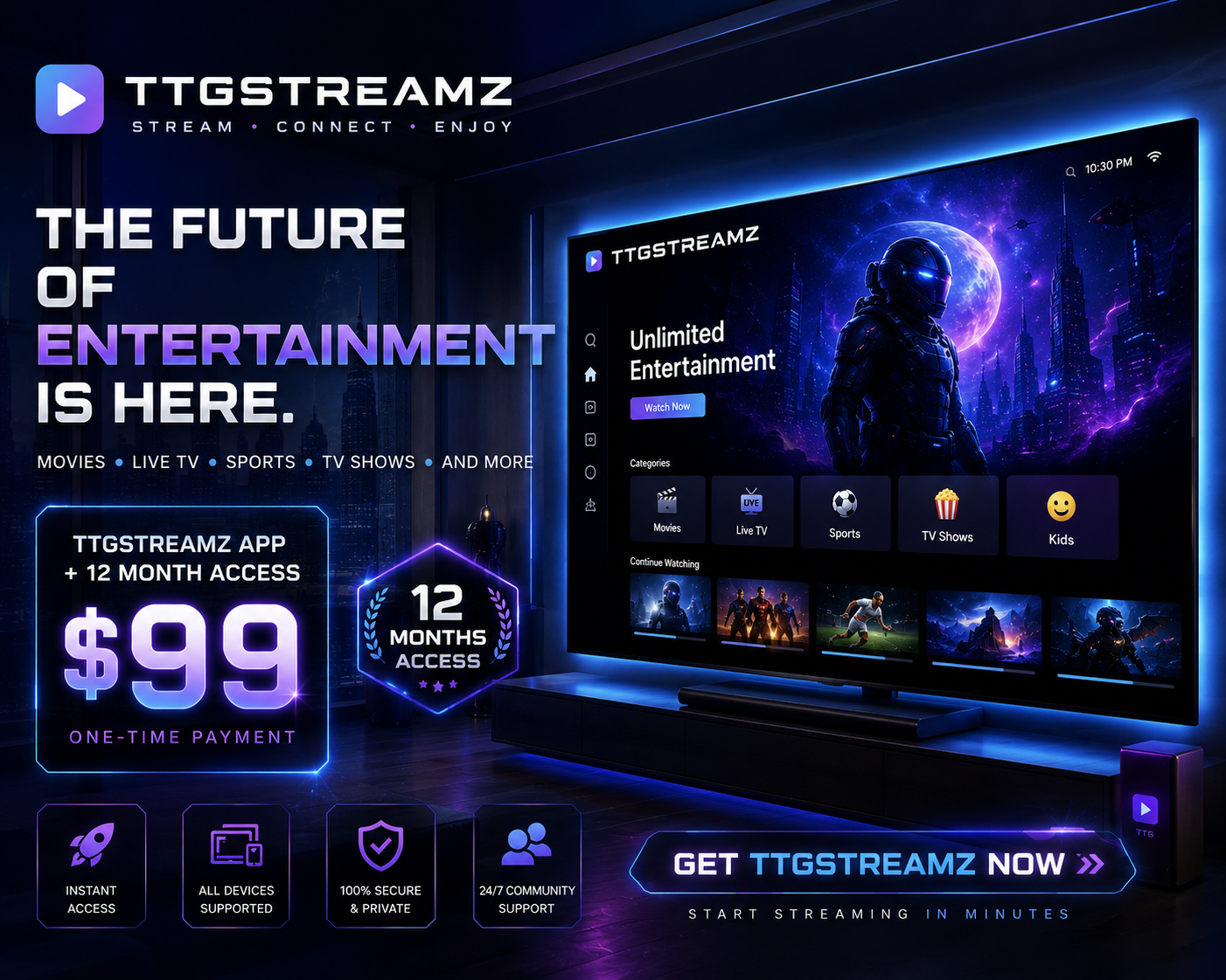 📱 TTGStreamz App + 12 Month Access