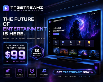 📱 TTGStreamz App + 12 Month Access